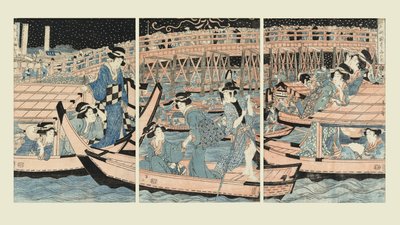 Cooling off by the Ryogoku Bridge by Kikugawa Eizan