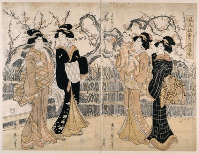 Elegant Plum Tree Garden by Kikukawa Eizan
