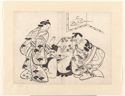 Loving Couple with a Girl Looking Back by Kiyonobu (I) , Torii