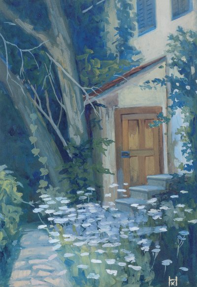 Garden Corner with Hemlock Blossoms by Klara Hasslwander