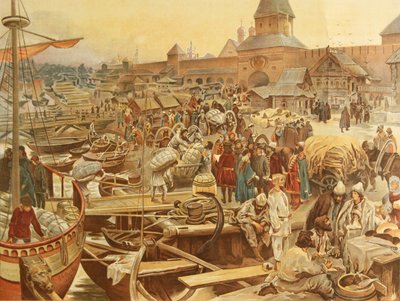 Novgorod Harbor by Klavdiy Vasilievich Lebedev
