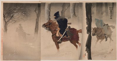 Scouts near Nuizhuang on a Snowy Night by Kobayashi Kiyochika