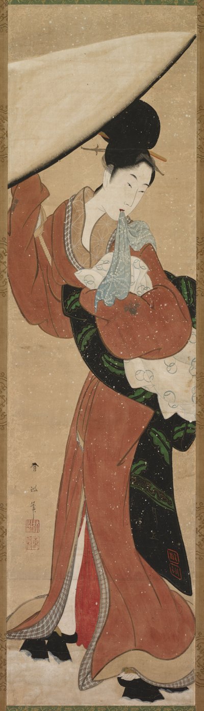 Lady with a Parasol, early 1800s by Koikawa Harumasa