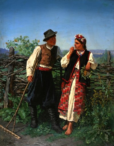 At the Wattle-fence by Konstantin Alexandrovich Trutovsky