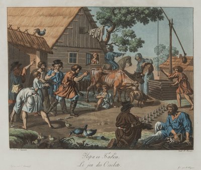 Boys Playing Knucklebones Babki, ca 1812 by Korneev