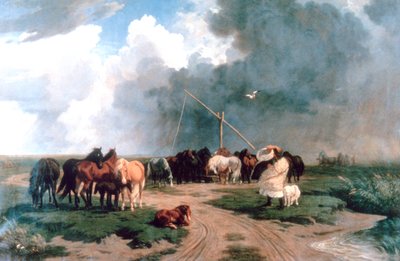 Horses in the Storm by Károly Lotz