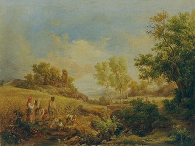 Landscape with Hay Harvest by Károly Markó d. Ä.