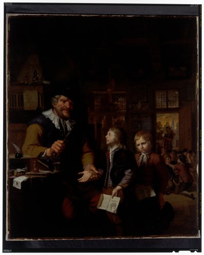 A Schoolmaster Chastising Two Boys by Krzyztof (1659 1729) Lubieniecki