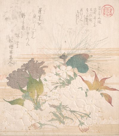 Cherry Blossoms and Pine Cones by Kubo Shunman