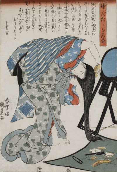 Woman Combing Her Hair by Kunisada