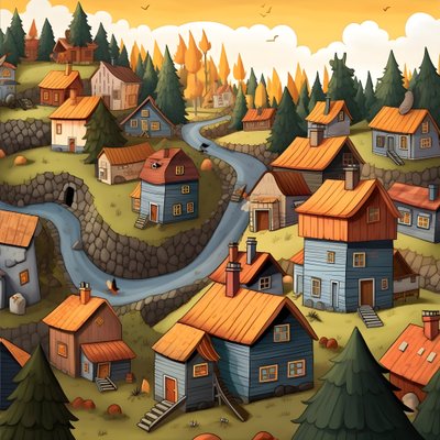 Image of Houses in Cartoon Style 3 by Kurt Heppke