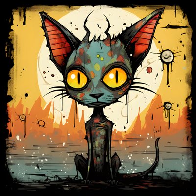 Cartoon Whimsical Sphinx Cat by Kurt Heppke
