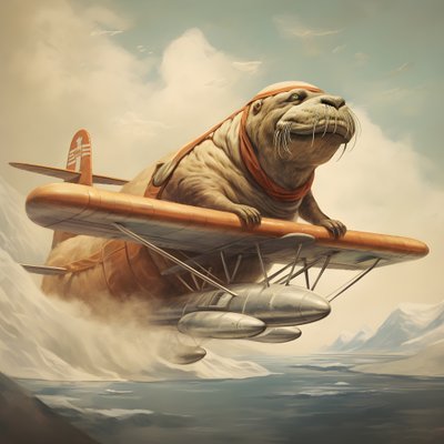 A Walrus Flying an Airplane 3 by Kurt Heppke