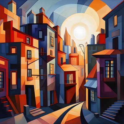 Cubist Style Urban Landscape Painting 2 by Kurt Heppke