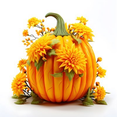 Pumpkin with Flowers Growing Out 1 by Kurt Heppke