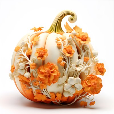 Pumpkin with Flowers Growing Out 3 by Kurt Heppke