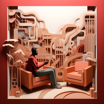 Man Sitting on a Sofa, Watching TV 4 by Kurt Heppke