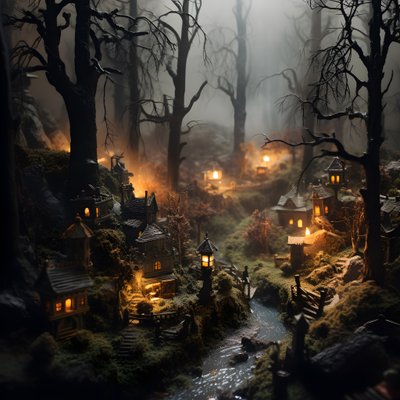 Miniature Tilt-Shift Halloween Forest with Foggy Trees and a Spooky Atmosphere 2 by Kurt Heppke