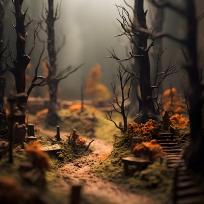 Miniature Tilt-Shift Halloween Forest with Foggy Trees and a Spooky Atmosphere 3 by Kurt Heppke