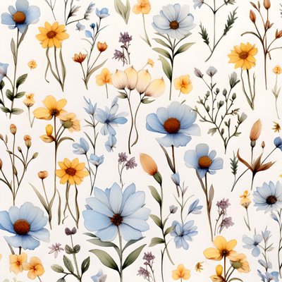 Watercolor Boho Floral Wildflowers 2 by Kurt Heppke