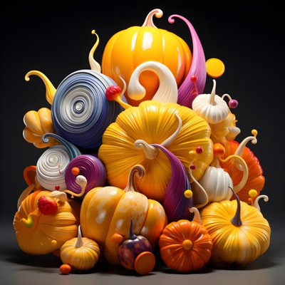 Colorful Pumpkins in 3D 3 by Kurt Heppke