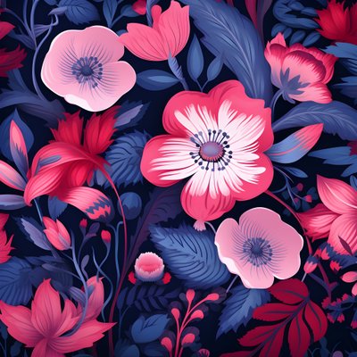 A Bouquet of Flowers in Pink and Blue 3 by Kurt Heppke