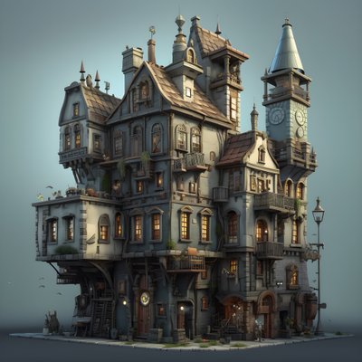 a city block with building and stone staircase 3 by Kurt Heppke