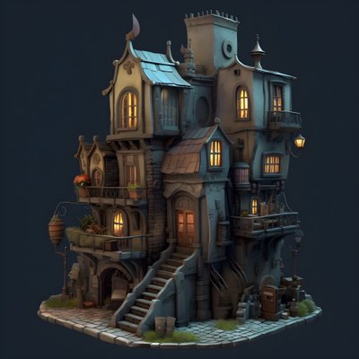 a city block with building and stone staircase 4 by Kurt Heppke
