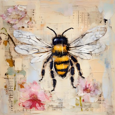 A Bee Illustration in Pastel Impasto Oil Technique 1 by Kurt Heppke