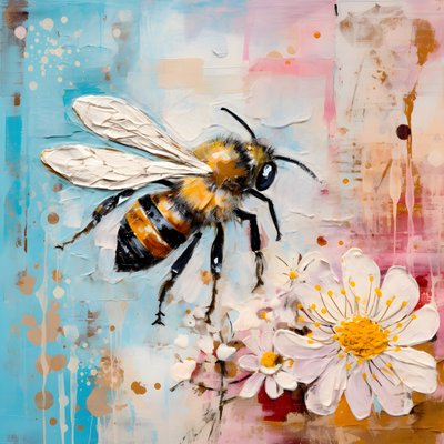A Bee Illustration in Pastel Impasto Oil Technique 2 by Kurt Heppke