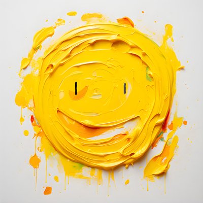 Yellow Smiley Face Painted in Impasto 2 by Kurt Heppke
