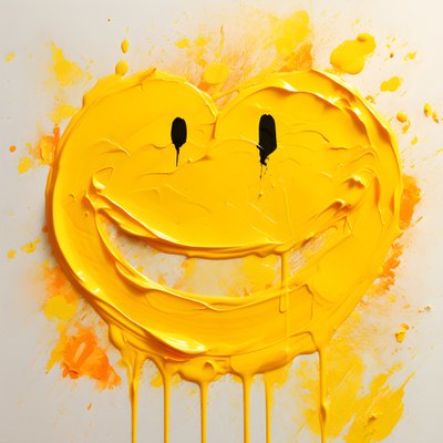 Yellow Smiley Face Painted in Impasto 3 by Kurt Heppke