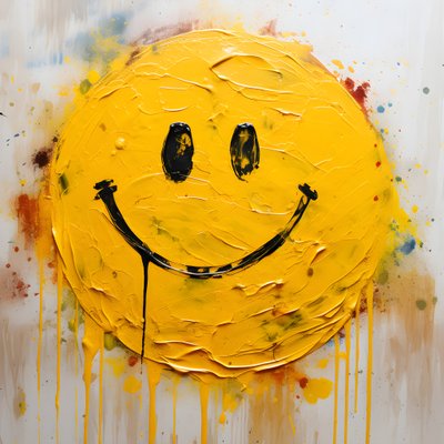 Yellow Smiley Face Painted in Impasto 4 by Kurt Heppke