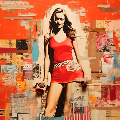 Red Collage, Skateboards 4 by Kurt Heppke