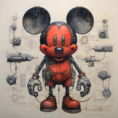 Technical Drawings of Cyberpunk Mickey Mouse 2 by Kurt Heppke