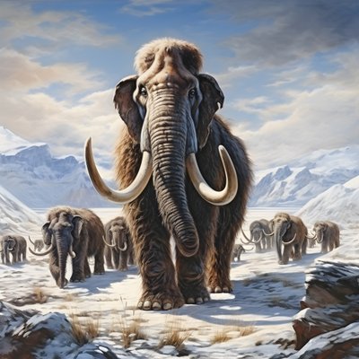 Woolly Mammoth Herd in the Tundra 4 by Kurt Heppke