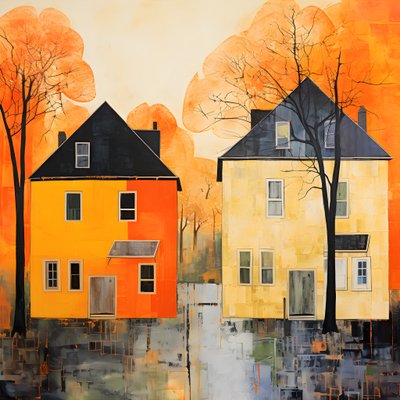 two orange houses 2 by Kurt Heppke