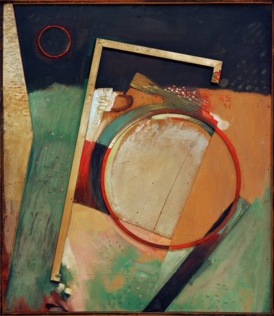 Untitled (Picture with Ring and Frame) by Kurt Schwitters