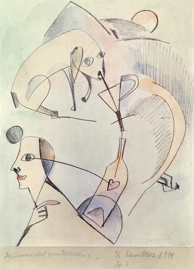 The pig sneezes towards the heart by Kurt Schwitters