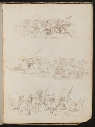 Three Studies of Cavalry Battles by Lady Butler