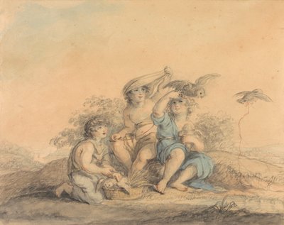 Children with Pet Owls by Lady Diana Beauclerk