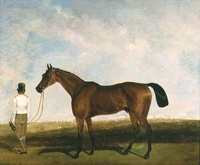 A Groom Leading a Bay Racehorse by Lambert Marshall