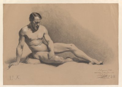Seated Male Nude by Lambertus Lingeman
