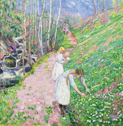 Girls Picking Wood Anemone by Lars Jorde