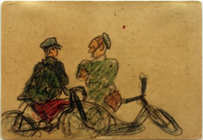 Untitled (Cyclists in Conversation) by Laszlo Moholy Nagy