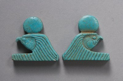 Falcon Headed Necklace Terminals by Late Period Egyptian