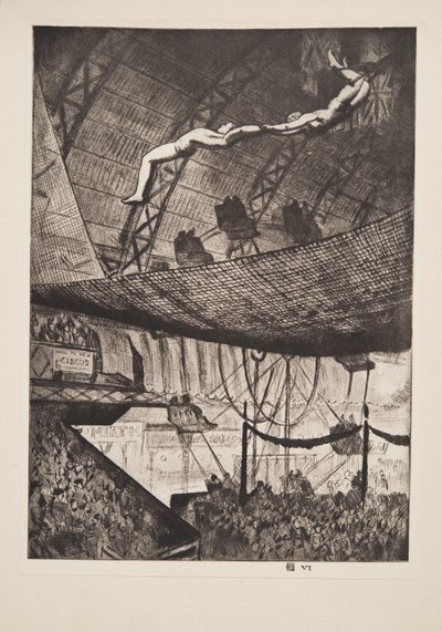 Acrobats, pub. 1925 by Laura Knight