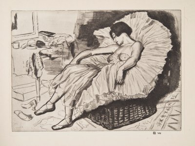 Dancer Sleeping, pub. 1925 by Laura Knight