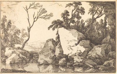 A Rocky Pond by Laurent de la Hyre