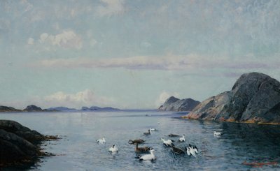 Southern Coast with Sea Birds by Lauritz Haaland